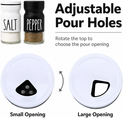 Miniatura 4 de Dependable Industries - Juego de salero y pimentero moderno para decoración de cocina en casa, diseño inspirado en metal sobre vidrio, agujeros