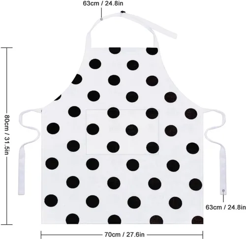 Miniatura 2 de Personalized Polka Dot Adult Apron, Kitchen Cooking Aprons for Woman Man, Adjustable Bib Apron with Pocket for Baking, BBQ Crafting Outdoors, Dining