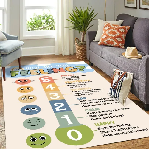 Miniatura 15 de Feelings Chart - Alfombra para el aula, salud mental, alfombra de esquina calmante para clase, alfombras antideslizantes y esponjosas