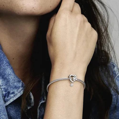 Miniatura 5 de PANDORA Estampado de pata brillante y dije de corazón, Metal, Circonita Cúbica