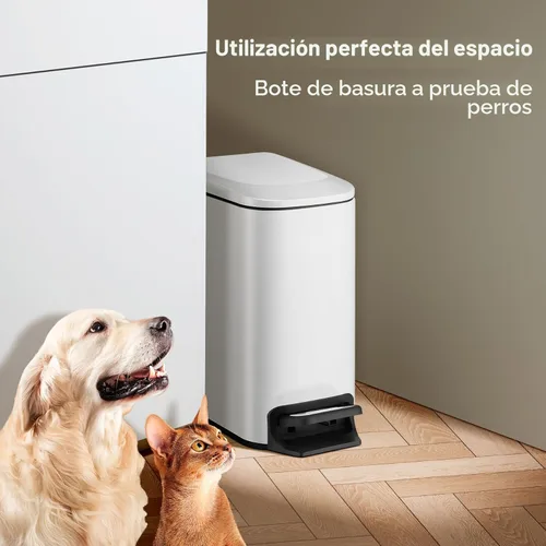 Miniatura 6 de TIPGO Cubo de basura delgado para baño con tapa de cierre suave, pedal escalonado, cubo de basura de acero inoxidable de 6 litros/1.6 galones, cubos