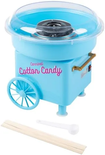 Miniatura 6 de Mini máquina de algodón de azúcar para encimera con cuchara de azúcar y 10 palitos para servir, máquina para hacer dulces en el hogar, carnaval, Azul