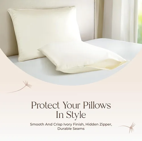 Miniatura 6 de Protector de almohada de algodón orgánico, tamaño estándar, 100% algodón, certificado GOTS, funda protectora con cremallera, hipoalergénica, lavable