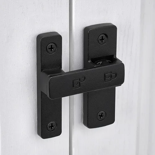 Miniatura 3 de INIRET Pestillos de puerta de granero negro mate, cerradura de puerta de 180 grados, herrajes para puerta abatible, cerradura de puerta de aleación