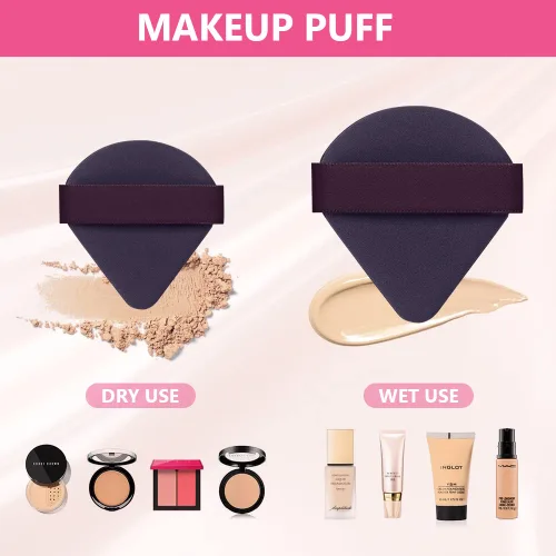 Miniatura 5 de Ainiv 6 esponjas de maquillaje con cojín de aire para base, soplos de polvo triangulares con estuche portátil, esponjas de maquillaje secas