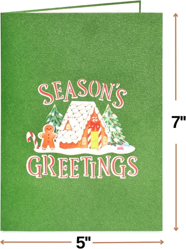 Miniatura 2 de Paper Love Tarjeta Emergente 3D de Pueblo de Jengibre Navideño, Regalo para Navidad o Días Festivos, Cubierta de 5" x 7" - Incluye Sobre y Etiqueta
