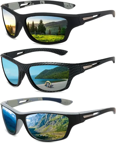 Gafas de sol polarizadas para hombre/mujer, gafas deportivas UV400, conducción, pesca, correr, ciclismo, al aire libre, 3 unidades