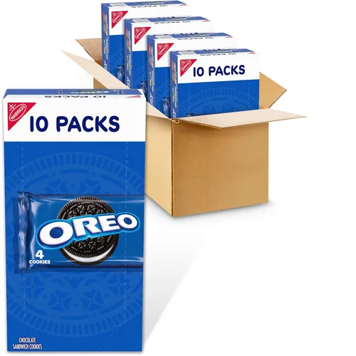 OREO Galletas de sándwich de chocolate, 40 paquetes de aperitivos (4 galletas por paquete, 4 cajas)