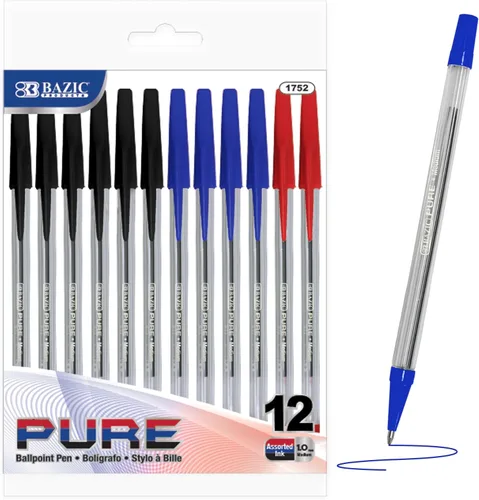 Miniatura 9 de BAZIC PRODUCTS Bolígrafos de punta media de 0.039 in, 12 unidades Negro (12 unidades)