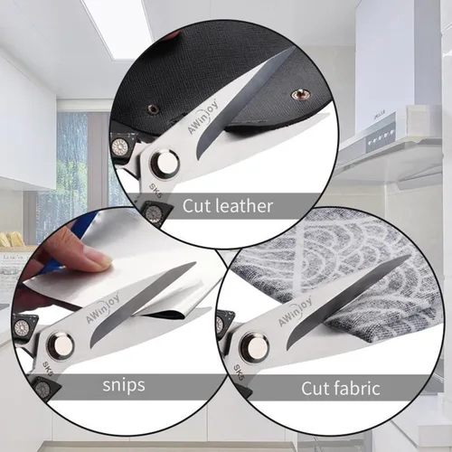 Miniatura 6 de Tijeras de cocina afiladas y resistentes, tijeras de corte multiusos para carne, pollo, pescado, aves, hierbas, pan, aptas para lavavajillas, regalo
