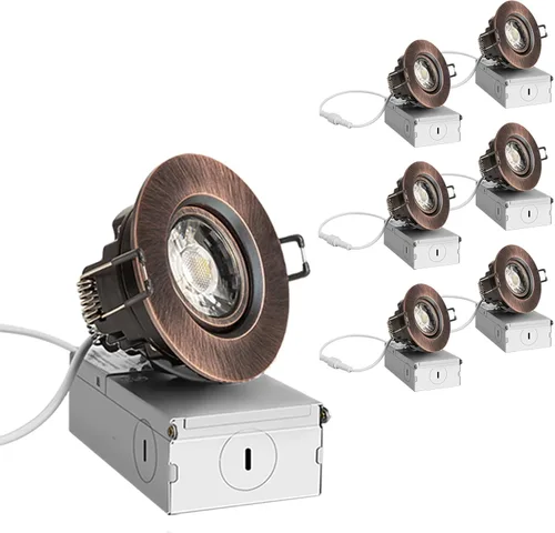 Miniatura 13 de ZYC Iluminación LED empotrable pequeña de 2 pulgadas, paquete de 6 unidades, cardán empotrado negro sin lata, foco giratorio limitado, regulable, 5