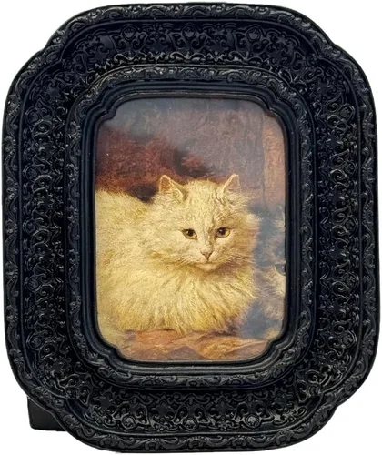 Miniatura 8 de CISOO Marco de Fotos Ovalado Pequeño Vintage de 2.5 x 3.5 Pulgadas, Marco de Fotos Negro Ornamentado Antiguo Tamaño Cartera para Mesa y Exhibición