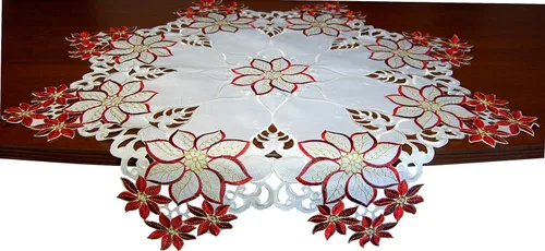 Miniatura 6 de EcoSol Designs Camino de mesa bordado con flores, parte superior, elegante centro de mesa para mesas rectangulares y ovaladas, ideal para eventos