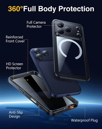 Miniatura 6 de Lanhiem Funda Magnética para iPhone 17 Pro de Privacidad, Funda Impermeable a Prueba de Polvo, [Protector de Pantalla Antiespía Integrado]