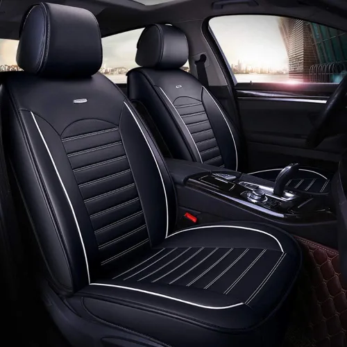 Miniatura 11 de otoez Juego completo de fundas de asiento de automóvil, fundas de asiento de piel sintética de 5 asientos para automóviles, impermeables, Marrón