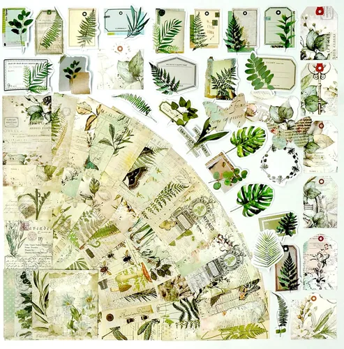 Paquete de 200 piezas vintage de efímera, kit de diario basura, suministros de álbumes de recortes, paquete de material de calcomanías de papel, kit