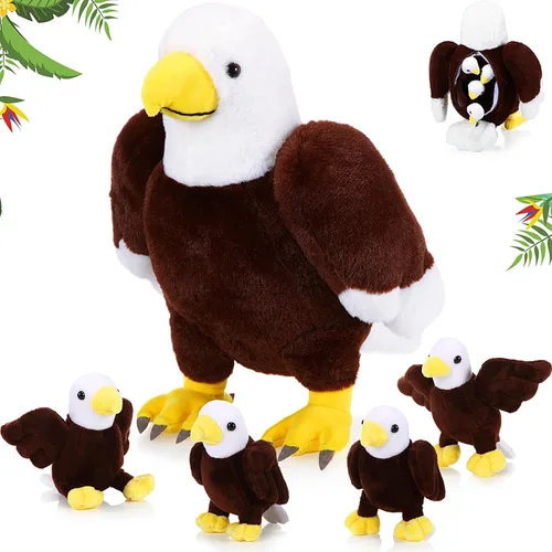 Miniatura 9 de Lenwen 5 piezas de juguetes de peluche de ajolotl, 1 mamá negra con 4 bebés lindos, animales de peluche ajolote peluches en la barriga, regalos