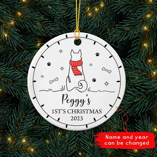 Miniatura 4 de Adorno personalizado de primera Navidad para perro, adorno de cerámica para la primera Navidad del cachorro, decoración de árbol de Navidad, adorno