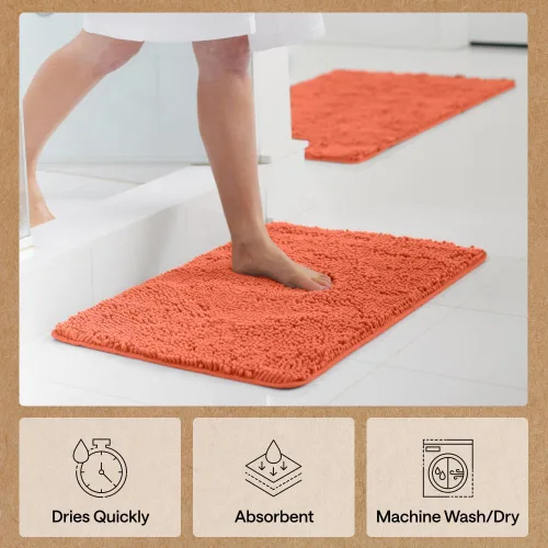 Miniatura 146 de Gorilla Grip - Tapete de baño de felpilla gruesa, suave y absorbente, secado rápido, de microfibra, con reverso de caucho, para piso de ducha, Nube