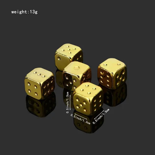 Miniatura 2 de Juego de dados poliédricos de aleación de zinc para juego de mesa (dorado)