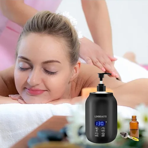 Miniatura 6 de Calentador de aceite de masaje con dos dispensadores de botellas de aceite, calentador de botellas de loción, dispensador dispensador eléctrico