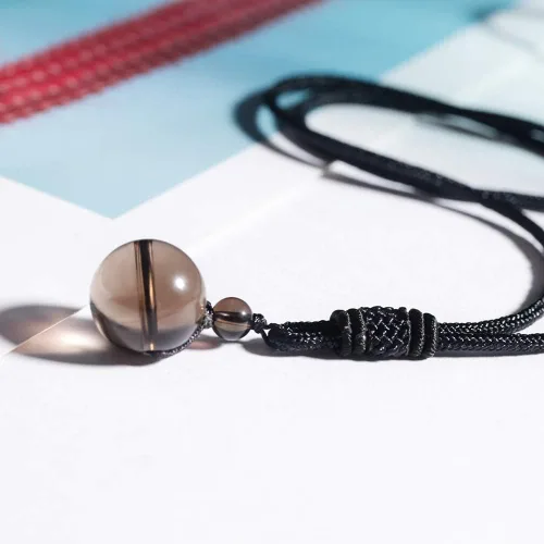 Miniatura 35 de iSTONE Collar unisex con dije de cuentas redondas auténticas, cadena de cuerda negra de 24 pulgadas para hombres y mujeres