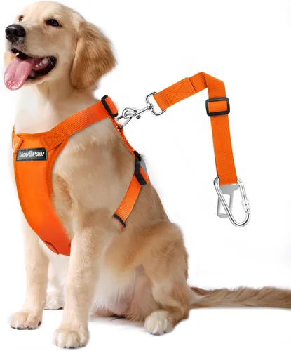 Miniatura 49 de VavoPaw cinturón de seguridad para perro, arnés de coche con peto de seguridad y hebilla ajustable para vehículo, cinturón de seguridad de nailon