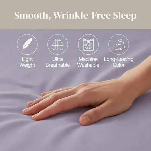 Miniatura 7 de Modern Threads Sábanas de microfibra suave, incluye sábana encimera, sábana bajera con bolsillos profundos y fundas de almohada, color liso, mármol