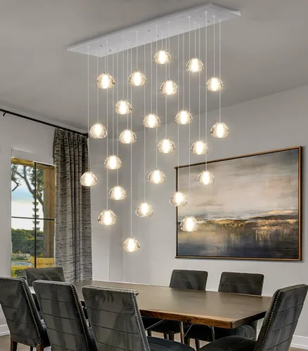 Miniatura 28 de Lámpara colgante moderna de cristal para isla de cocina, comedor, dormitorio, pasillo, color negro