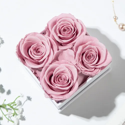 Miniatura 5 de DuHouse Caja de 4 rosas preservadas, flores eternas, regalo para San Valentín, cumpleaños, Día de la Madre, Acción de Gracias, Navidad, aniversario