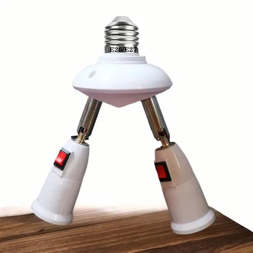 Adaptador de enchufe divisor 2 en 1 ajustable de 360° E26/E27 para bombillas LED estándar (W/SW)