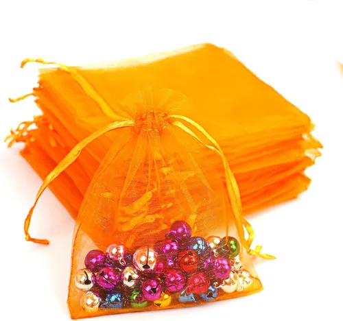 Miniatura 11 de Lautechco 100 bolsas de organza – 4 x 6 pulgadas, bolsas de regalo de malla beige con cordón para Navidad