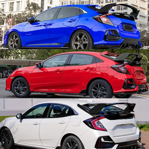 Miniatura 4 de Archaic alerón para Honda Civic Hatchback FK7 tipo-R estilo JDM ABS negro pintado tapa trasera alerón con borde negro brillante