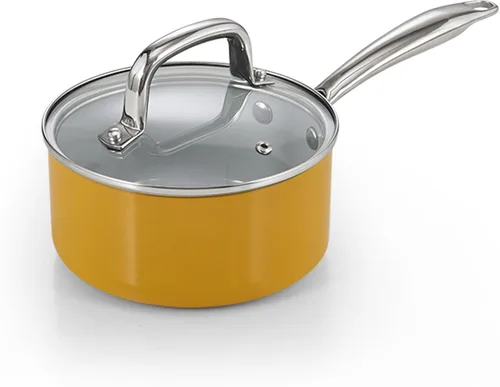 Miniatura 10 de Cook N Home Sartén antiadherente clásica con tapa de vidrio, cacerola anodizada dura de cerámica antiadherente con mango que se mantiene fresco, Azul