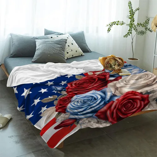 Miniatura 41 de YeeJu Manta de bandera estadounidense para bebé, patriótica para el 4 de julio, Día de los Caídos, 4 de julio, manta de forro polar para niños