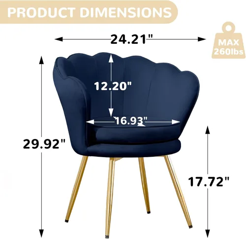 Miniatura 2 de Czlolo Juego de 2 sillas decorativas, sillas de tocador de terciopelo con respaldo, silla decorativa pequeña moderna de mediados de siglo para sala
