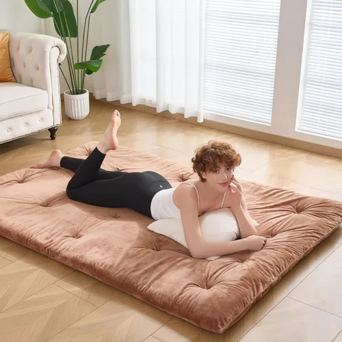Miniatura 9 de Colchón de futón japonés tamaño individual, colchón plegable de 4 pulgadas de grosor, tapete de tatami para dormir, futón shiki tradicional relleno