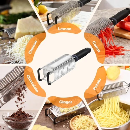 Miniatura 3 de Rallador de queso 3 en 1, rallador de limón, rallador de queso de acero inoxidable de mano, rallador de manivela de mano, utensilios de cocina