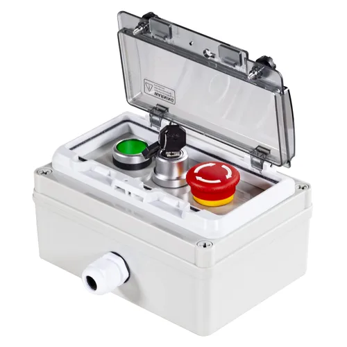 Miniatura 13 de Caja de botón de presión ip67 con botón de parada de emergencia, botón de cerradura, interruptor de llave de botón de presión con cubierta Botón
