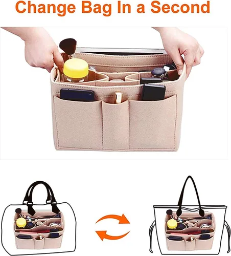 Miniatura 7 de Surblue Organizador de bolso para bolsos, organizador de bolsas de fieltro para bolso, organizador de bolsas de mano, inserto moldeador