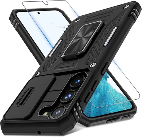 Miniatura 18 de DEERLAMN Funda para Samsung Galaxy A14 5G con Cubierta Deslizante para Cámara + Protector de Pantalla (2 Paquetes), Soporte de Anillo Giratorio