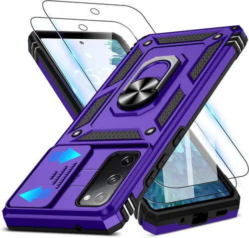 Miniatura 60 de ATUMP Funda para OnePlus Nord N200 5G con protector de pantalla HD con cubierta para cámara deslizante, soporte de anillo de rotación de 360°