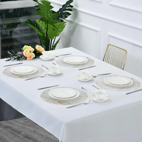 Miniatura 5 de ATTX Manteles individuales redondos con textura de mármol dorado para mesa de comedor, manteles individuales circulares, manteles individuales