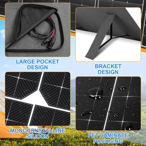 Miniatura 4 de Kit de panel solar plegable portátil de 200 W, cargador solar flexible de alta eficiencia con tasa de conversión del 24%, con soporte y controlador