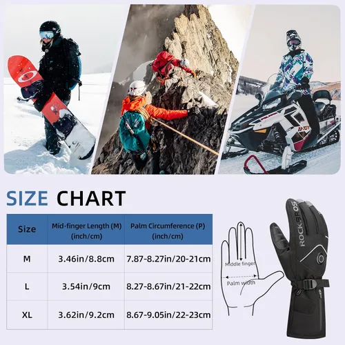 Miniatura 7 de ROCKBROS Guantes calefactables eléctricos con batería recargable térmica, guantes térmicos para hombres y mujeres, para pantalla táctil de invierno