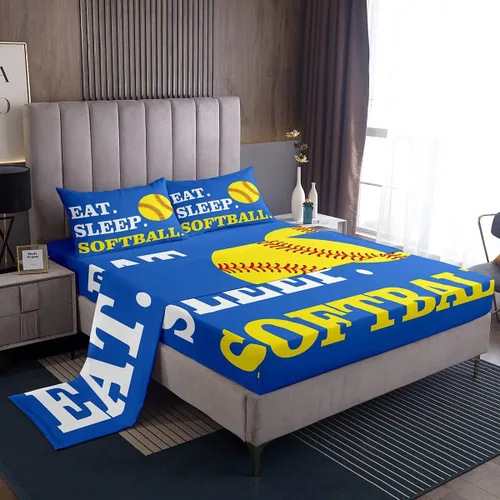 Miniatura 119 de Feelyou Juego de sábanas de béisbol para niños, juego de sábanas con temática deportiva de pelota, tamaño individual, para niños, adolescentes