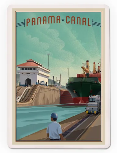 Miniatura 3 de Lantern Press Canal de Panamá, Litho (52 cartas de juego, baraja de cartas tamaño póquer con comodines)