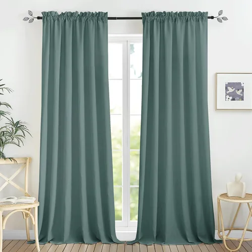 Miniatura 51 de RYB HOME - Cortinas de lino natural de 36 pulgadas de largo, juego de 2 paneles - Cortinas tejidas de lino suaves y transpirables, cortinas ligeras