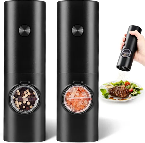 Miniatura 8 de Gulex Molinillo eléctrico de pimienta alimentado por batería, 1 paquete/2 unidades, molinillo de pimienta automático con luz LED, grosor ajustable