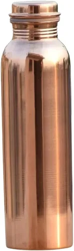 Botella de agua de cobre puro – Recipiente de cobre ayurvédico hecho a mano de 33.8 fl oz/34 onzas | Acabado liso, tapa a prueba de fugas,